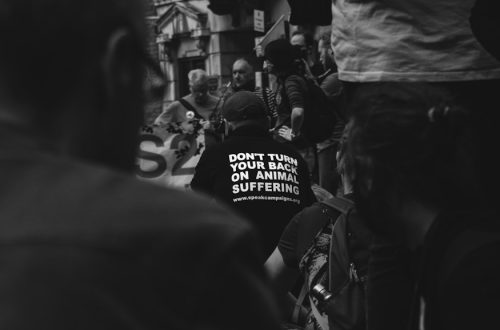 grayscale photo of people in street